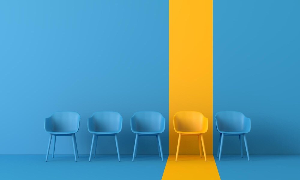 Yellow Chair Standing Out From Crowd Business Concept D Rendering 601748 13264